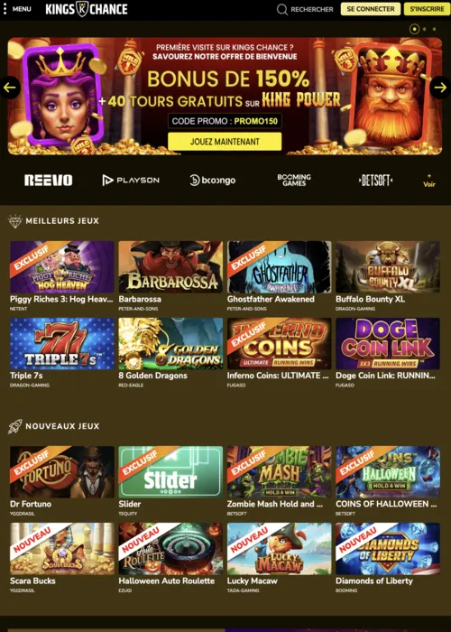 Sélection jeux machines royal Kings Chance Casino